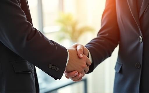 A person shaking hands with a career advisor, symbolizing a new beginning.