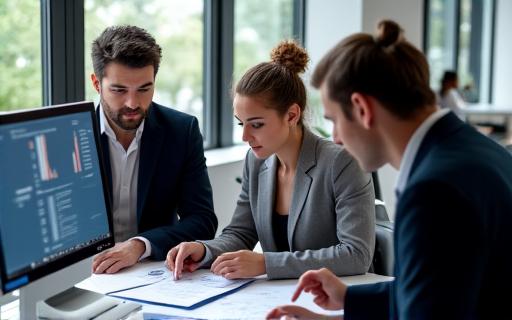 Human resources professionals reviewing candidate profiles.